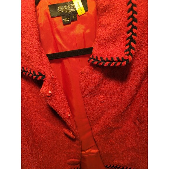 Peck & Peck Vintage Red Retro Jacket Nubbly Weave Classic Retro sz 4 - Picture 6 of 12